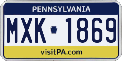 PA license plate MXK1869