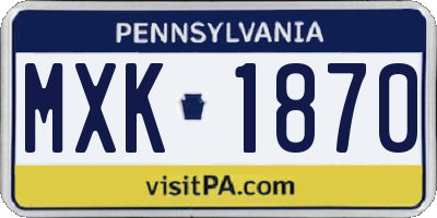 PA license plate MXK1870