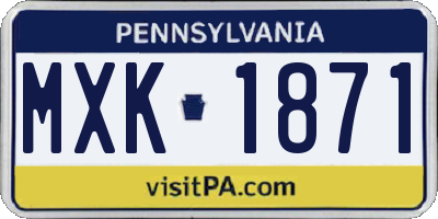 PA license plate MXK1871
