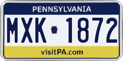PA license plate MXK1872