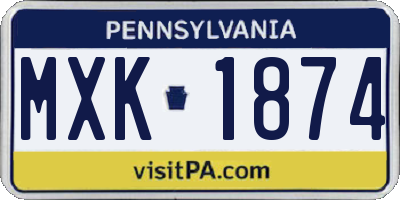 PA license plate MXK1874