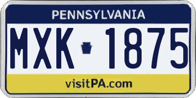 PA license plate MXK1875