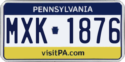 PA license plate MXK1876