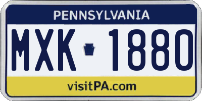 PA license plate MXK1880
