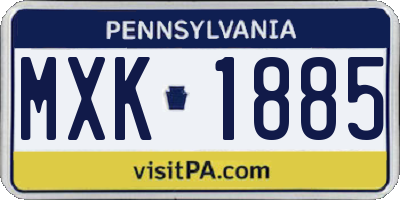 PA license plate MXK1885