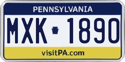 PA license plate MXK1890