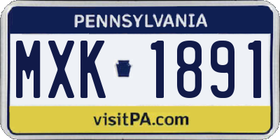 PA license plate MXK1891