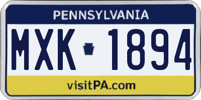 PA license plate MXK1894