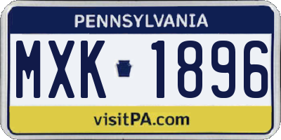 PA license plate MXK1896