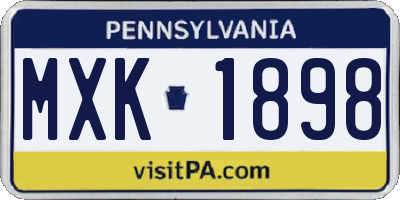 PA license plate MXK1898