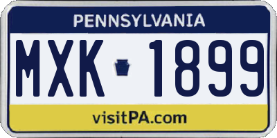 PA license plate MXK1899