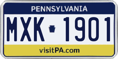 PA license plate MXK1901