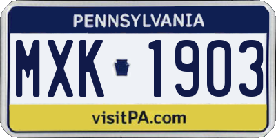 PA license plate MXK1903