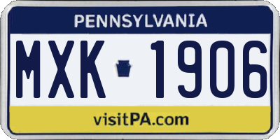 PA license plate MXK1906
