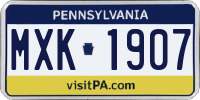 PA license plate MXK1907