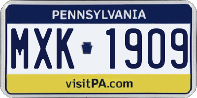 PA license plate MXK1909