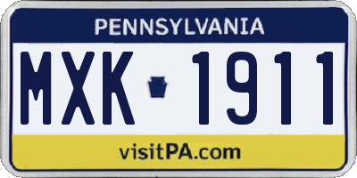 PA license plate MXK1911