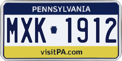 PA license plate MXK1912