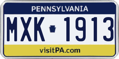 PA license plate MXK1913