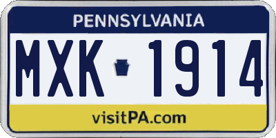 PA license plate MXK1914