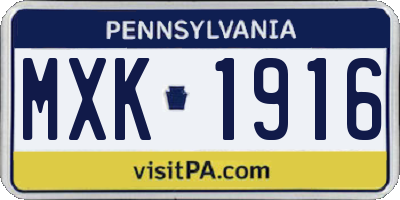 PA license plate MXK1916