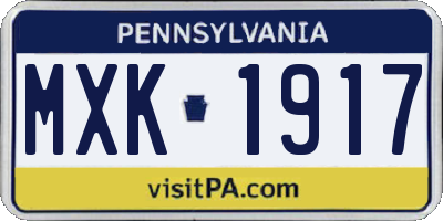 PA license plate MXK1917