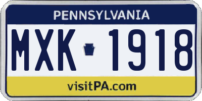 PA license plate MXK1918