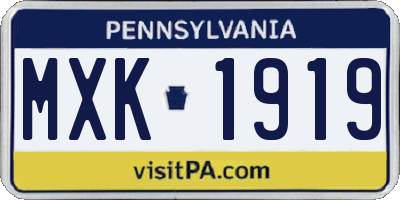 PA license plate MXK1919