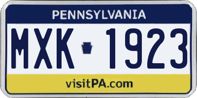 PA license plate MXK1923