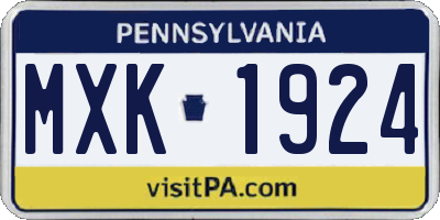 PA license plate MXK1924