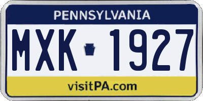 PA license plate MXK1927