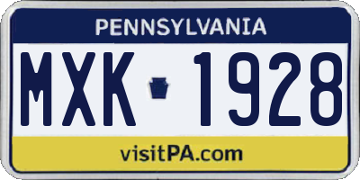 PA license plate MXK1928