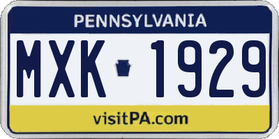 PA license plate MXK1929