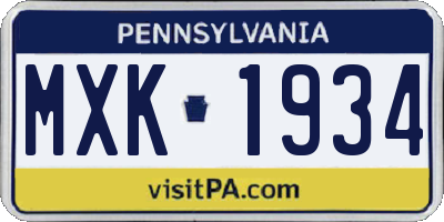 PA license plate MXK1934