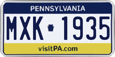 PA license plate MXK1935