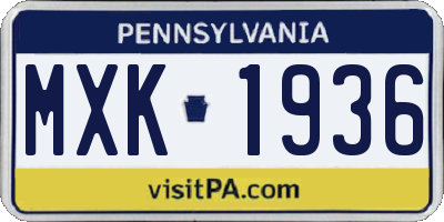 PA license plate MXK1936