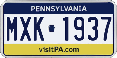 PA license plate MXK1937