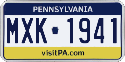 PA license plate MXK1941