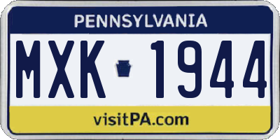 PA license plate MXK1944