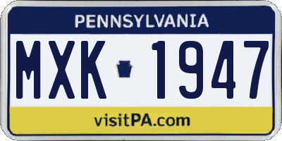 PA license plate MXK1947