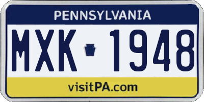PA license plate MXK1948