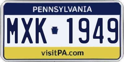 PA license plate MXK1949