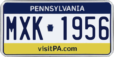 PA license plate MXK1956