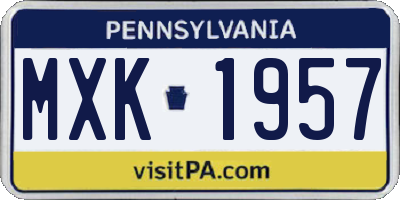 PA license plate MXK1957