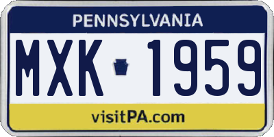 PA license plate MXK1959