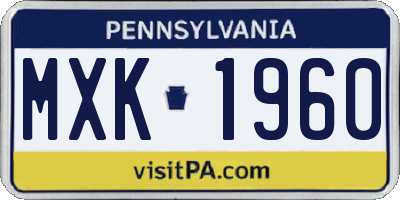 PA license plate MXK1960
