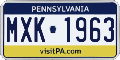 PA license plate MXK1963
