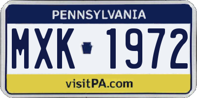 PA license plate MXK1972