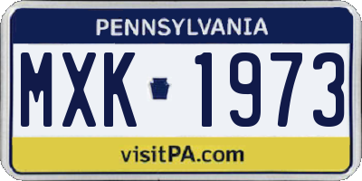 PA license plate MXK1973