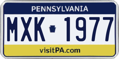 PA license plate MXK1977